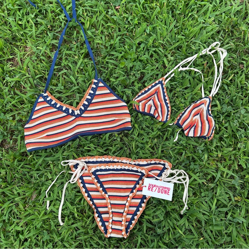 Re/done x solid and striped • Woodstock 3 piece crochet bikini set